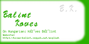 balint koves business card